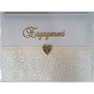 Engagement Cream & White Leather Guest Book Pk 1 