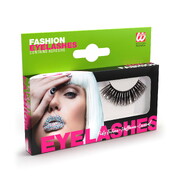 Long Black & Silver False Fake Eyelashes 1 Pair - Adhesive Included 14+ alternative view