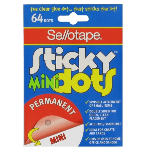 Mini Sticky Dots Permanent 1 Pack of 64 dots - Sellotape