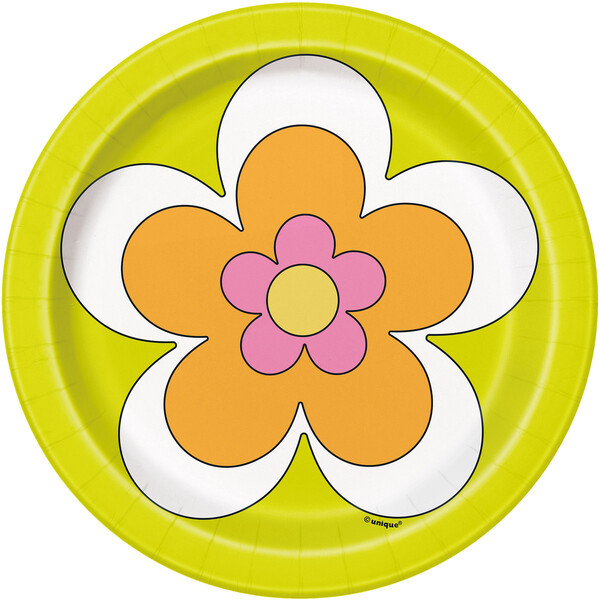 Flower Power Hippie 7in Paper Snack Plates (Pk 8) Shop 10,000+ Party