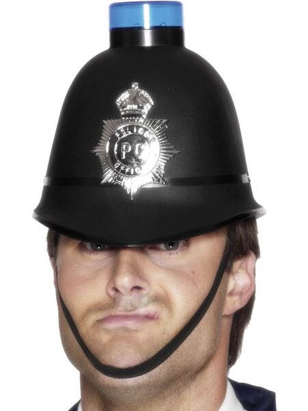 Black Flashing Police English Bobby Hat 