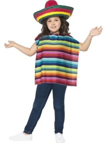 US Toy Adult Striped Poncho No Sombrero Costume 