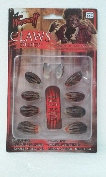Halloween Werewolf Stick On Fake Claws / Nails Pk 10 ...