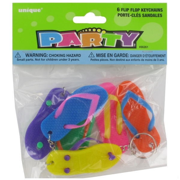 Party Favours - Flip Flop Keyrings Pk 6 - Shindigs.com.au