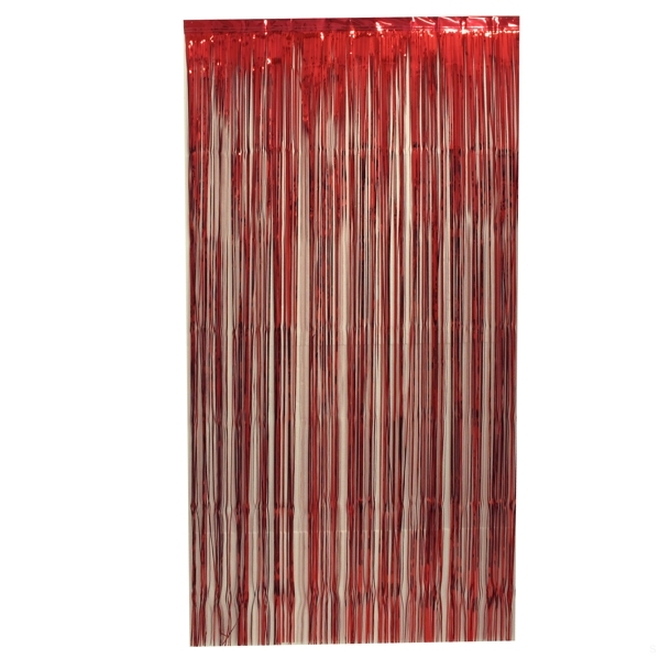 Curtain Tinsel Foil 90 x 200cm Red Pk1 Tinsel Werks