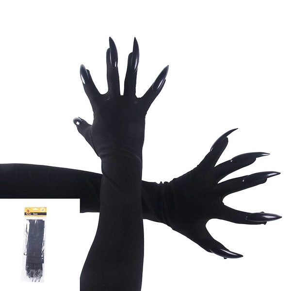 Long Black Halloween Gloves with Black Nails (1 Pair) Shop 10,000