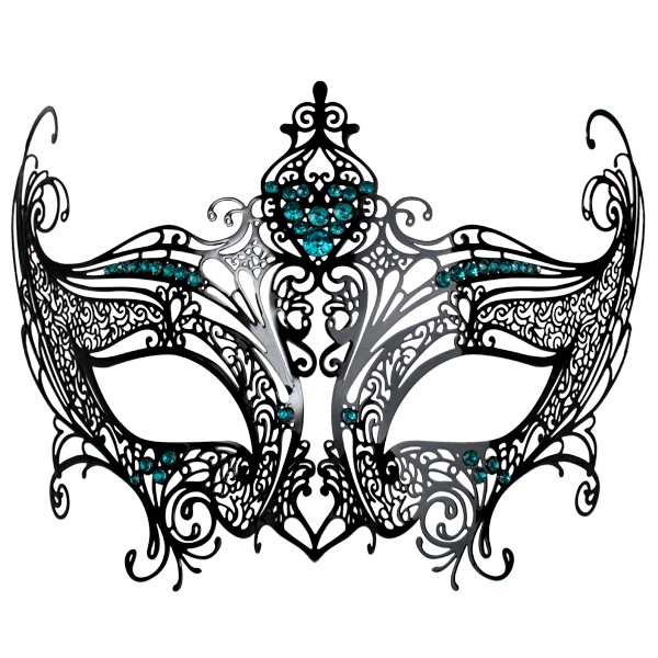 Black Metal Eye Mask with Green Diamantes Pk 1 Masks Buy Online