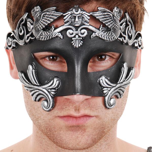 Black & Silver Roman Mask Pk 1 - Masquerade Masks - Buy Online