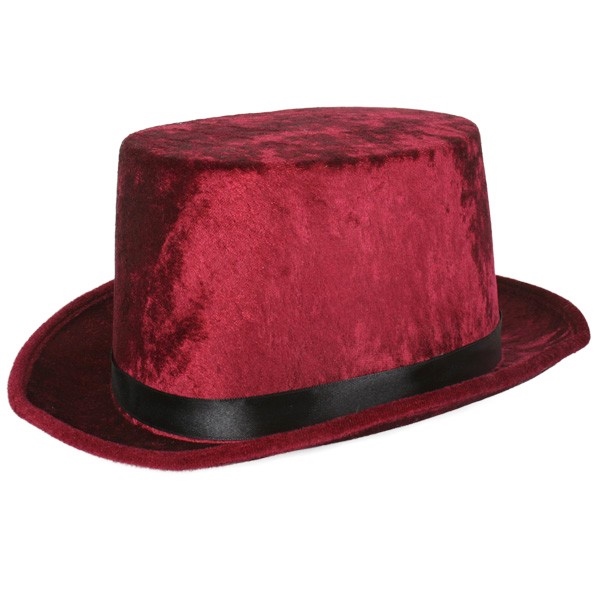 Burgundy Velvet Top Hat Costume Hats