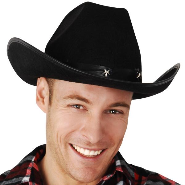 Black Cowboy Hat With Silver Stars Pk 1 - Fancy Dress Hats