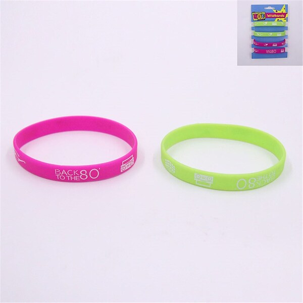 Neon 80's Rubber Wristbands (Pk 4) | Shop 10,000+ Party Products ...