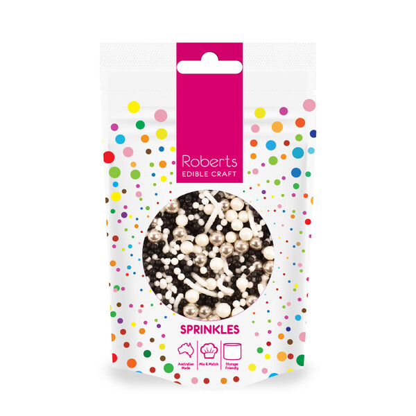Black White Silver Midnight Mix Edible Cake Sprinkles 80g Shop 10,000
