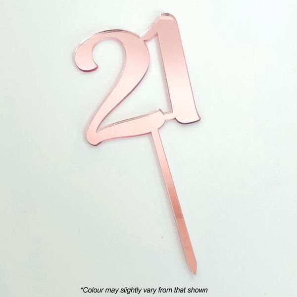 Rose Gold Acrylic 21 Birthday Cake Topper (9cm) | Shop 10,000+ Party ...