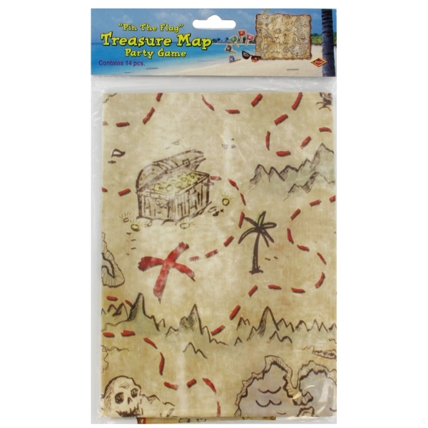 Pirate Party Game: Pin The Flag On The Treasure Map - Fun For Up To 12 Guests