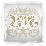 Love White and Gold Square 18in Foil Balloon Pk 1