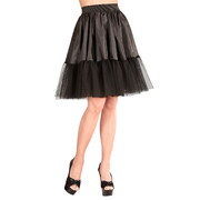 Adult Black Costume Petticoat One Size - Satin & Tulle Volume Skirt