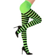 Black & Green Striped Pantihose Tights 70 Denier - Halloween Costume