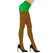 Plus Size Red & Green Striped Tights Christmas Elf Pantyhose XL Stockings