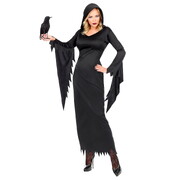 Adult Gothic Queen Hooded Halloween Costume Large - Tattered Black Dress