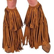 1960s Hippie Indian Brown Fringed Boot Shoe Covers