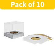 Mondo Clear Cupcake Boxes 10 Pack | Single Cupcake with Gold, Silver & White Base Inserts