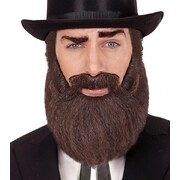 Brown Full Face Beard & Moustache Set