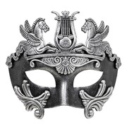 Greek Roman Antique Silver Masquerade Eye Mask | Unisex Costume Mask