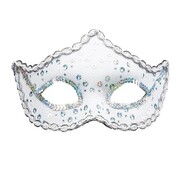Rialto White & Silver Holographic Sequin Masquerade Eye Mask with Silver Embellishments
