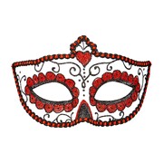 Day of the Dead Black & Red Masquerade Eye Mask | Sugar Skull Costume Eye Mask