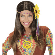 Women's Black Brown Hippie Hippy Wig with Headband | 70s Costume Wig
