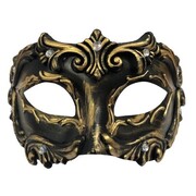 Deluxe Bronze Columbina Baroque Masquerade Eye Mask | Classic Costume Mask with Diamante Accents