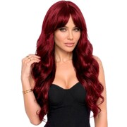 Women's Diva Burgundy & Black Long Wig | Wavy Costume Wig