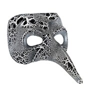 Plague Doctor Long Nose Masquerade Eye Mask | Black & Silver Crackle Costume Mask