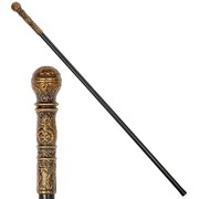 Collapsible Walking Cane Costume Accessory │Black Antique Gold 108cm