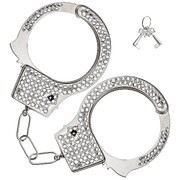 Strass Metal Diamante Handcuffs with Keys | Silver Costume Accessory
