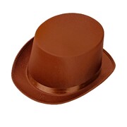 Vintage Brown Top Hat with Ribbon Trim Costume Hat | Fancy Dress Hat for Adults