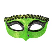 Long Nose Green Witch Masquerade Mask with Diamante Wart | Halloween Costume Mask