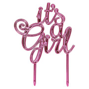 It's A Girl Pink Plastic Baby Shower Cake Topper Decoration Pk 1