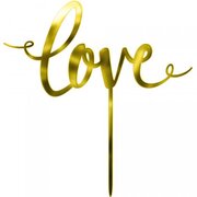 Mirror Gold Acrylic Love Cake Topper Pk 1