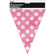 Hot Pink & White Polka Dot Flag Banner (3.6m) Pk 1 