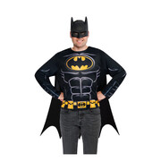 Batman Adult Costume Top, Cape & Foam Mask Set M/L – Printed Shirt with Detachable Cape