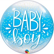 Blue and Gold Baby Boy Bubble Balloon 55cm
