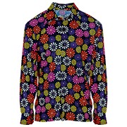 Adult Men's 70s Groovy Blue Flower Shirt Large / X-Large | Retro Disco Costume