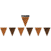 Black & Orange Dots Plastic Flag Bunting Banner 3.65m