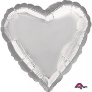 Metallic Silver Heart 17in. Standard Foil Balloon Pk 1