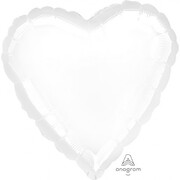 Metallic White Heart 17in. Standard Foil Balloon Pk 1