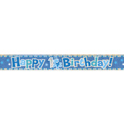 Prismatic Blue 1st Birthday Foil Banner (3.65m) Pk 1