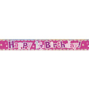 Prismatic Pink 1st Birthday Foil Banner (3.65m) Pk 1