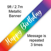 Metallic Rainbow Happy Birthday Foil Banner 2.7m