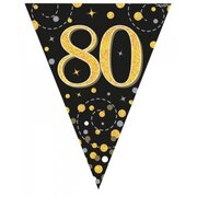Black & Gold Sparkling Fizz 80 Flag Bunting Banner (3.9m) Pk 1